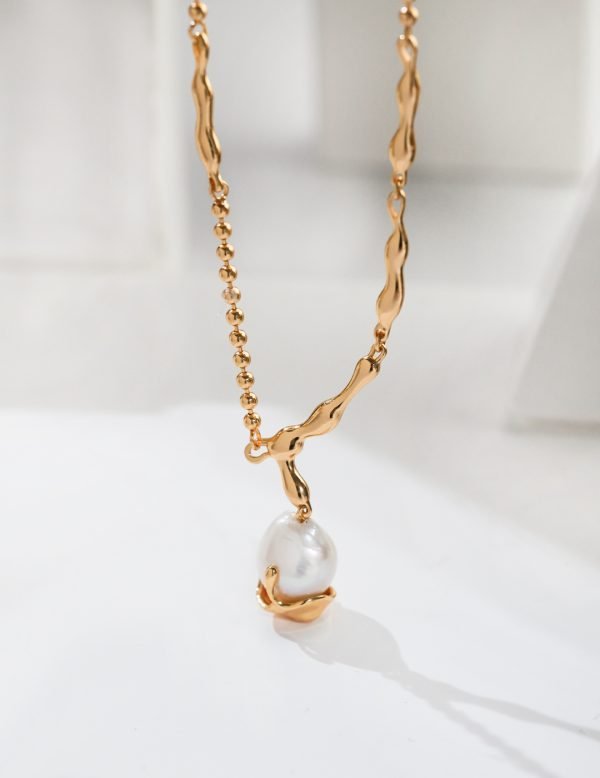 Sterling Silver Baroque Pearl Necklace