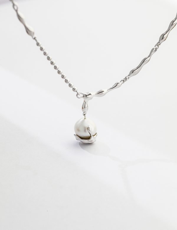 Sterling Silver Baroque Pearl Necklace