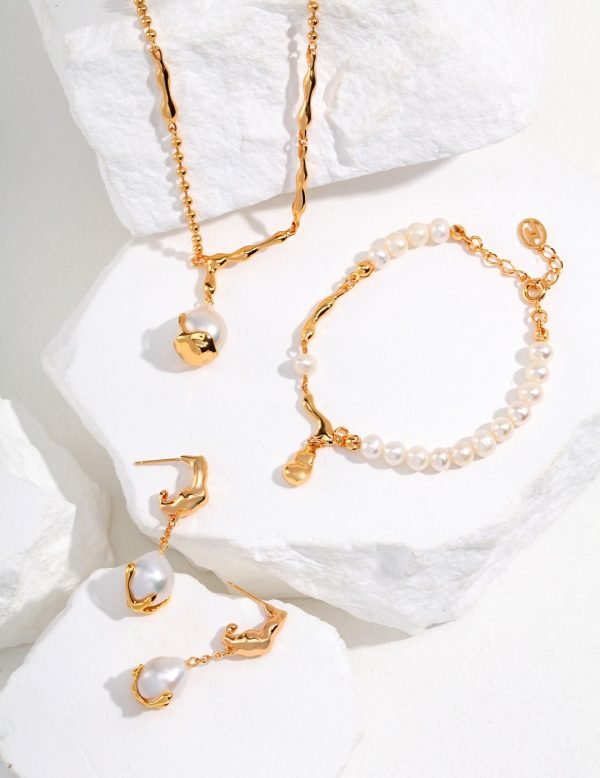 Sterling Silver Baroque Pearl Necklace
