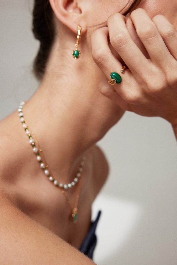 Sterling Silver Malachite Earrings