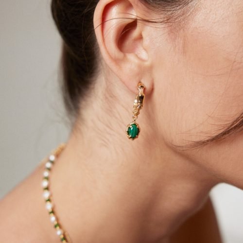 Sterling Silver Malachite Earrings